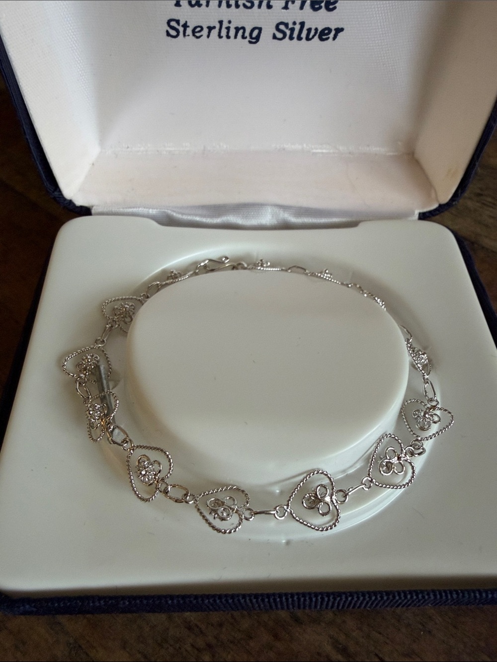 Sterling Silver Heart Link Bracelet - Silver